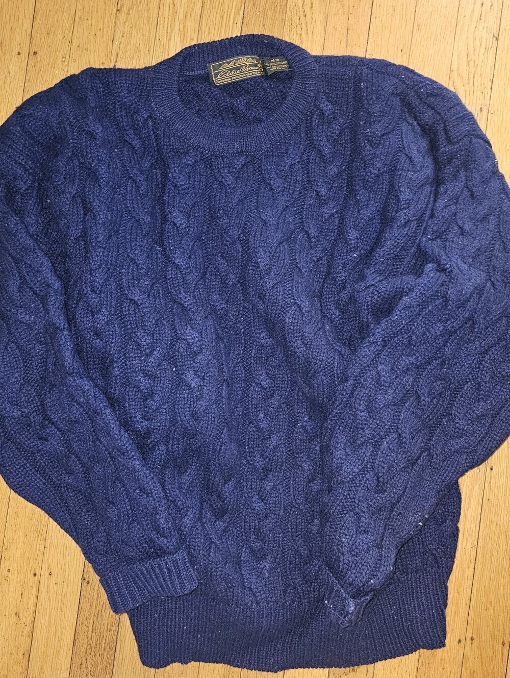 Eddie Bauer Men's Cable Knit Crewneck Sweater - Deep Blue - Picture 1 of 2
